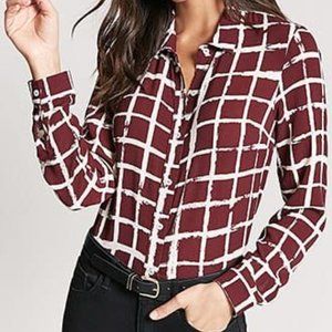 F21 |  Crepe Grid Shirt / Size: L